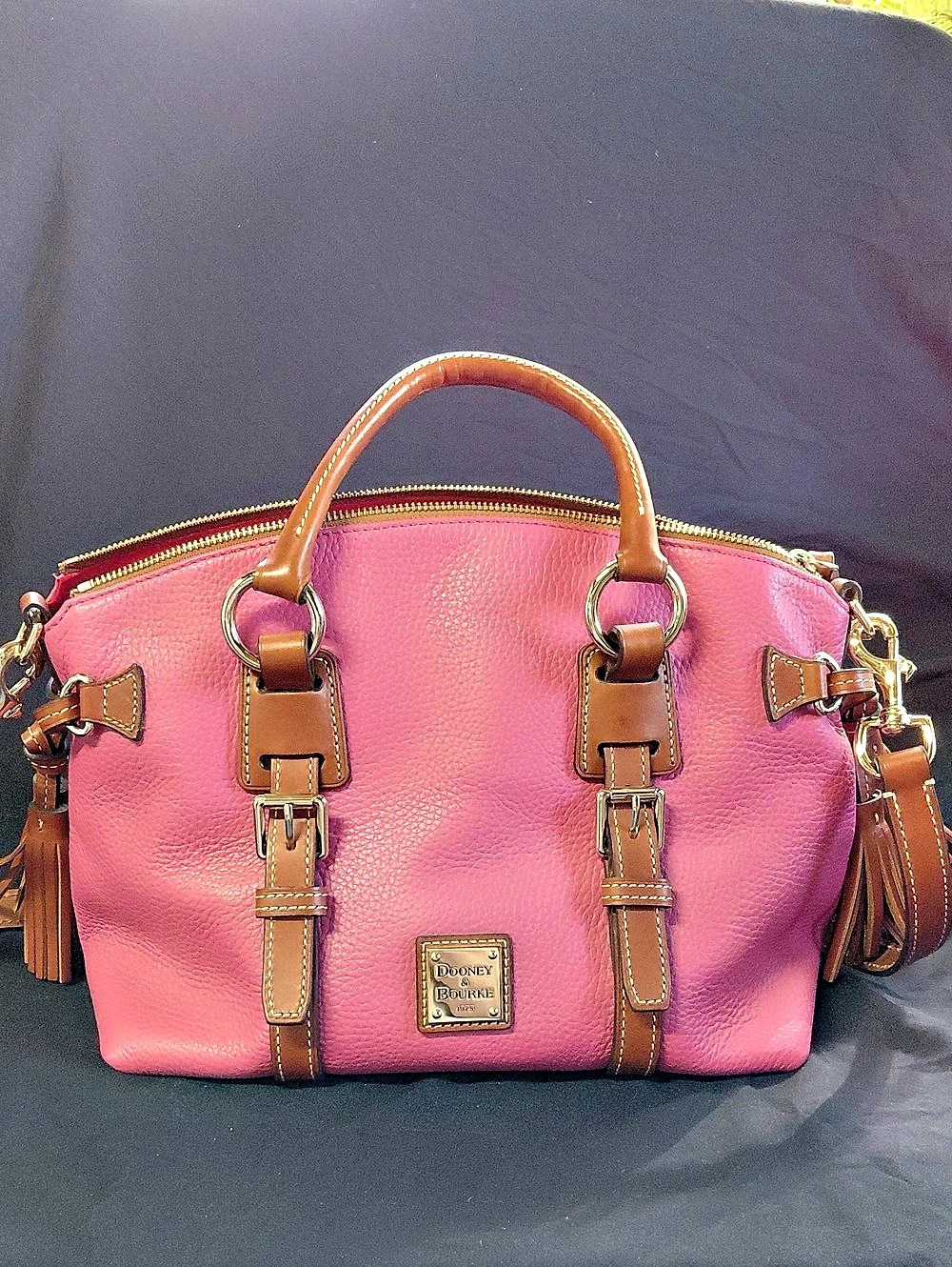 Dooney & Bourke Bristol Satchel Pink & Brown Leather